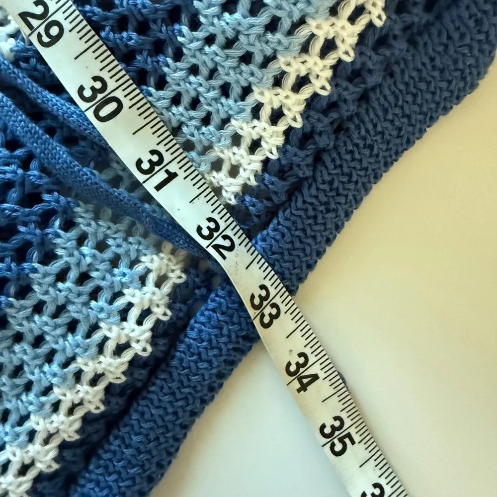 Crochet swim cover blue white striped nautical coastal beach Medium Women’s - Picture 10 of 10